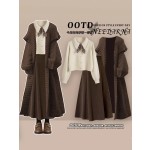 A gorgeous autumn French-style dress; a complete Chanel-inspired sweater and dress outfit for late autumn and winter.