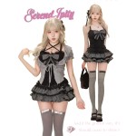 [Light Gothic] Twilight Songs Autumn/Winter Set: Black Lace Camisole + Gray Knit Cardigan + Short Skirt