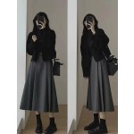 A stunningly beautiful two-piece winter outfit for women, perfect for a youthful and stylish look.