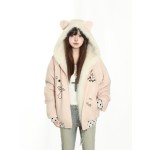 Xiao Hang hasn't had enough yet. Original winter cat embroidery mountain eagle thickened warm cotton coat for men and women, suede fleece jacket.