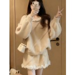 A complete autumn/winter outfit: a super trendy and unique Chanel-inspired knit sweater and dress set perfect for 2025.