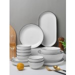 High-quality and stylish tableware set, simple bowl, plate, and chopstick combination, new 2026 ceramic tableware set for housewarming.