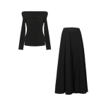 2026 New Style Elegant Off-Shoulder Dress for Women, Autumn/Winter, Korean Style Relaxed Fit, Complete Long Dress Set