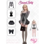 [Light Gothic] Twilight Songs Autumn/Winter Set: Black Lace Camisole + Gray Knit Cardigan + Short Skirt