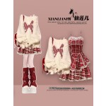 Miu Miu sweater and red dress: A sophisticated winter outfit for women, perfect for the New Year.